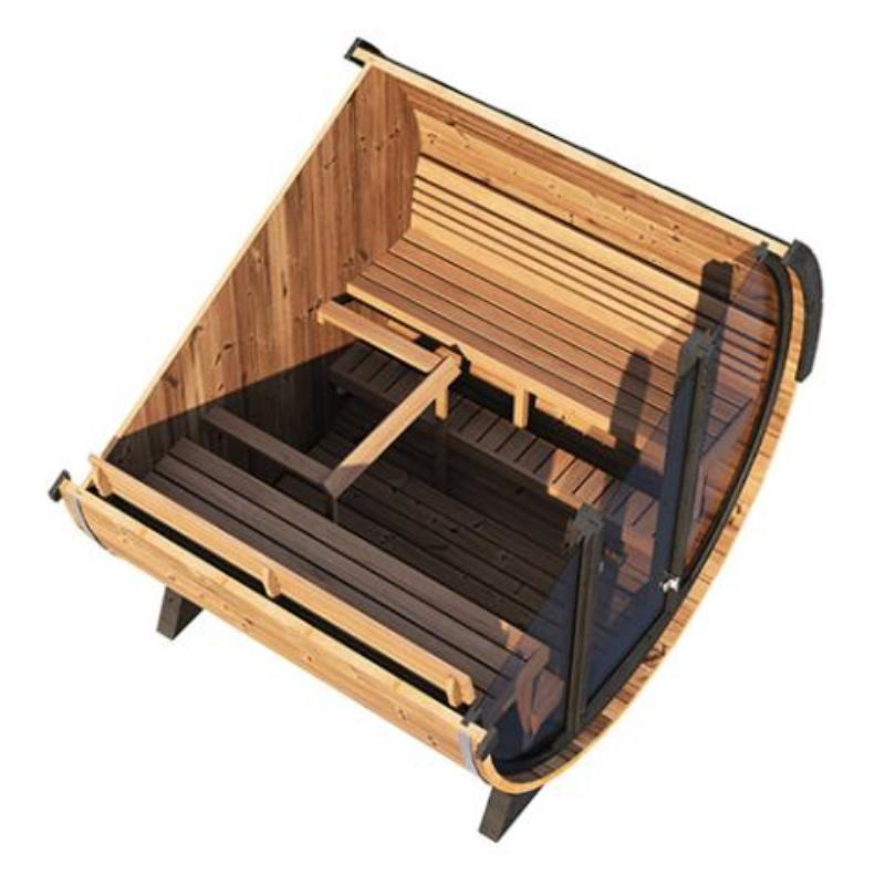 SaunaLife Ergo Barrel Sauna Model EE8G - interior cutaway from top