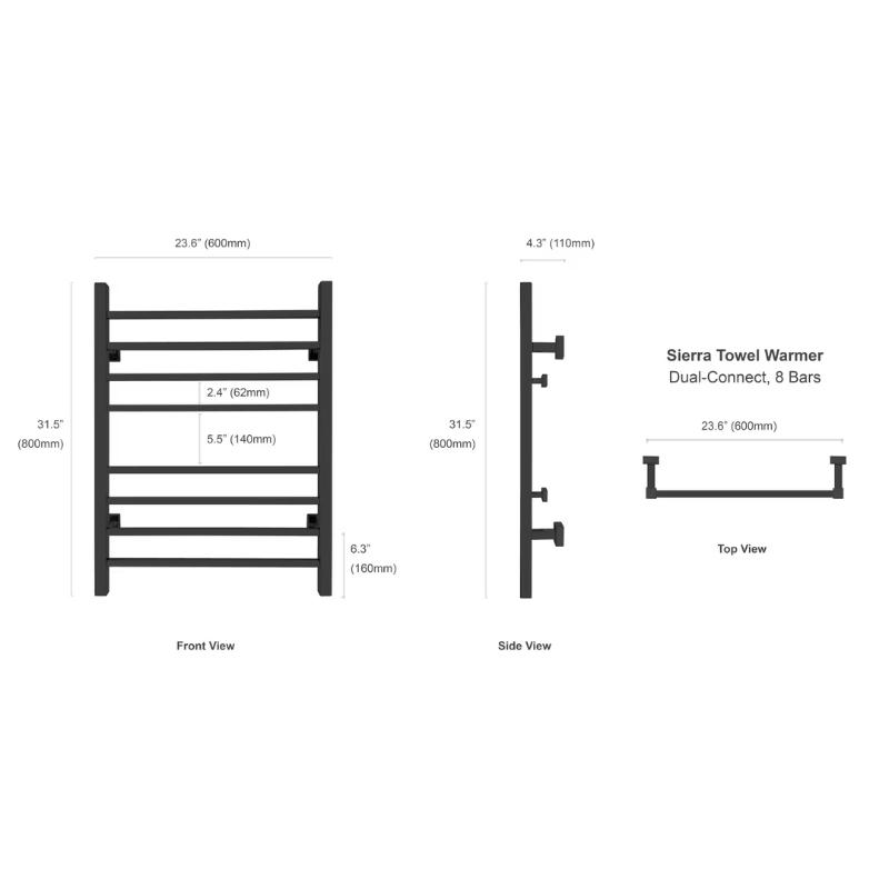 Sierra Black TW-SR08GS-HP Towel Warmer - specs