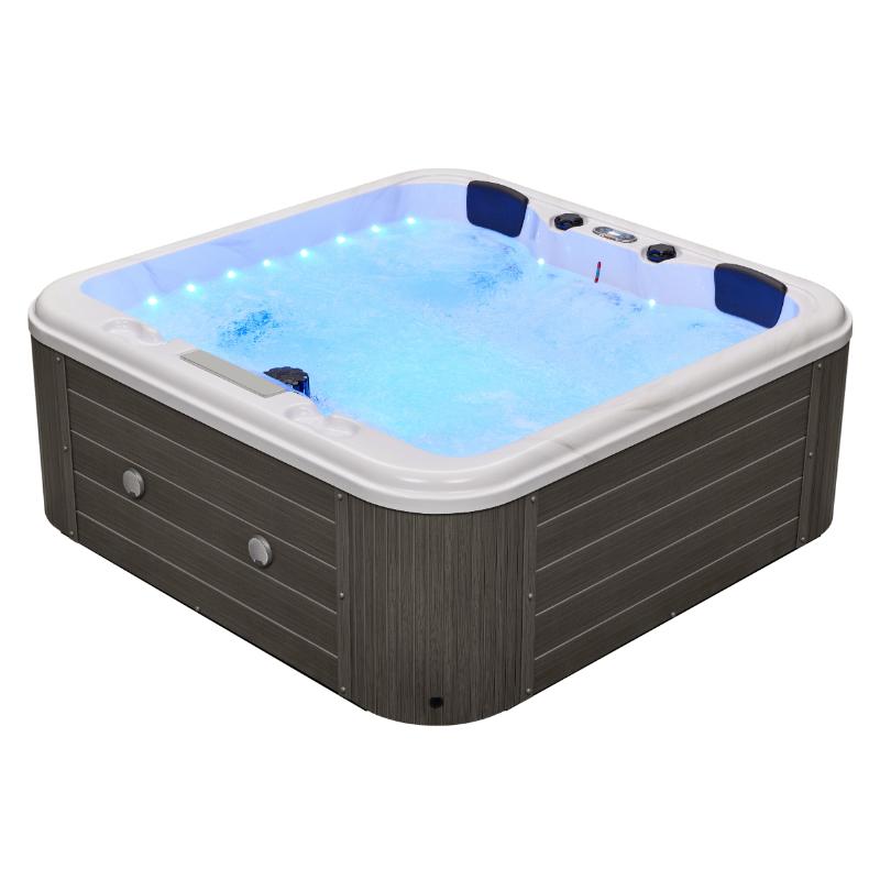 Social 5 Person Hot Tub - full view without cover, with water and lights