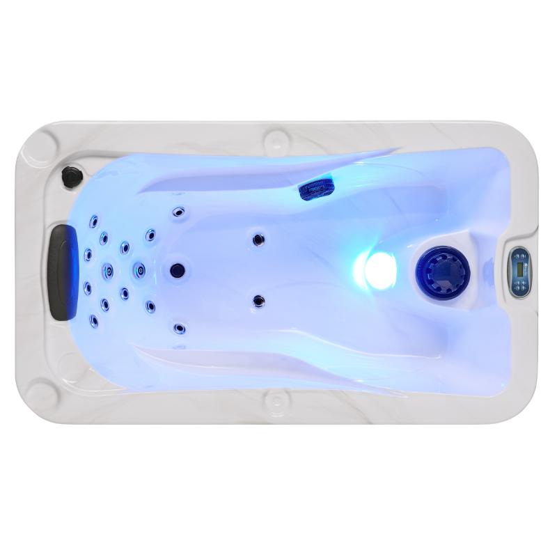 Solo 1 Person Hot Tub - showing top down view of empty tub with light on