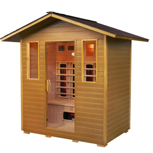 SunRay Cayenne HL400D - 4 Person Outdoor Infrared Sauna - angled front view