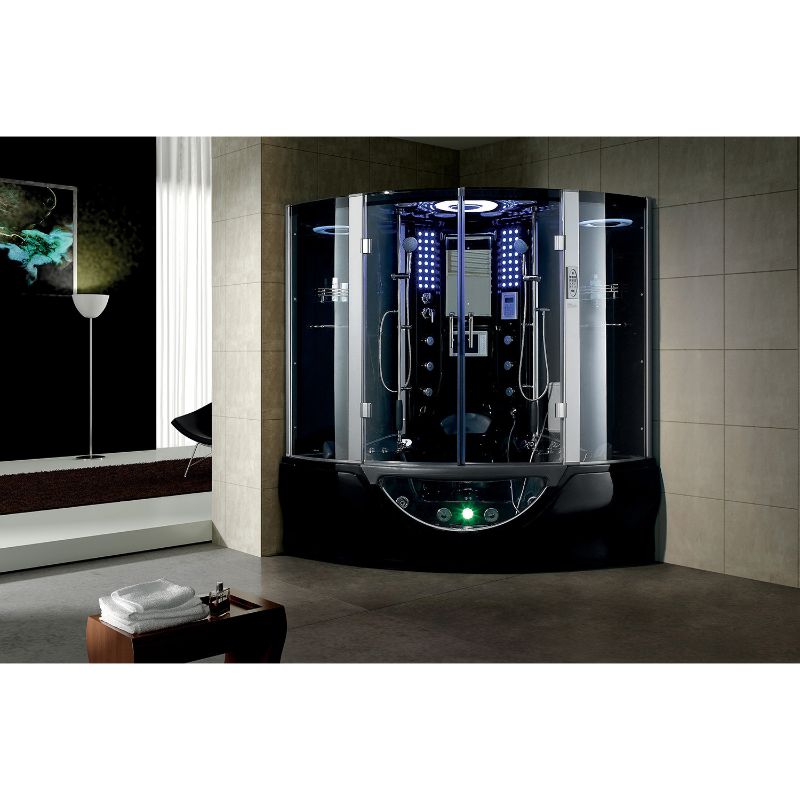 Maya Bath Valencia Steam Shower & Tub Combo - black on display
