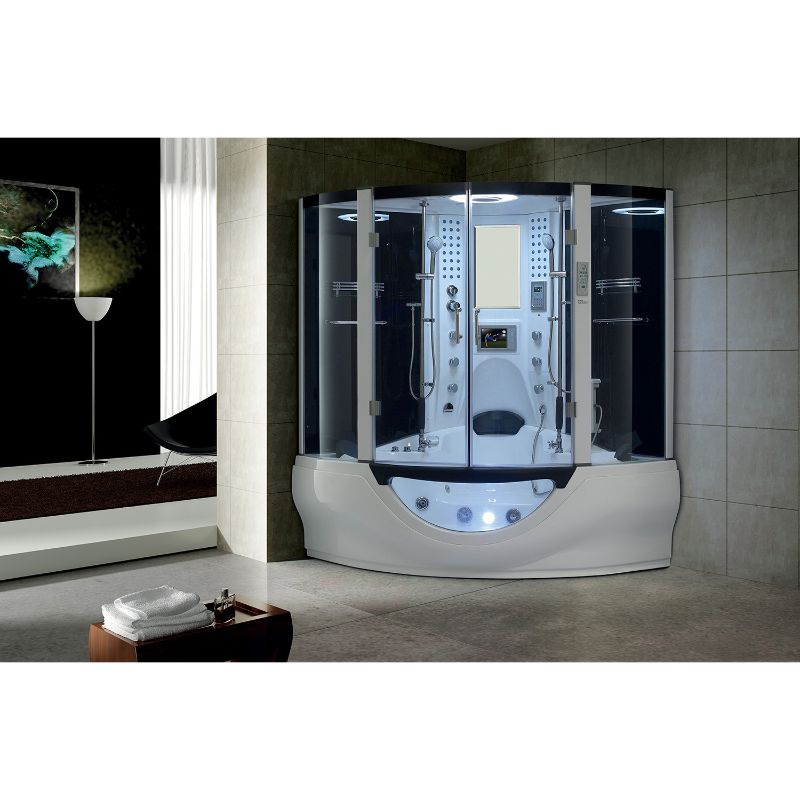 Maya Bath Valencia Steam Shower & Tub Combo - white on display