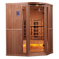 3 Person Full Spectrum Infrared Sauna with Himalayan Salt Bars - corner sauna, front view