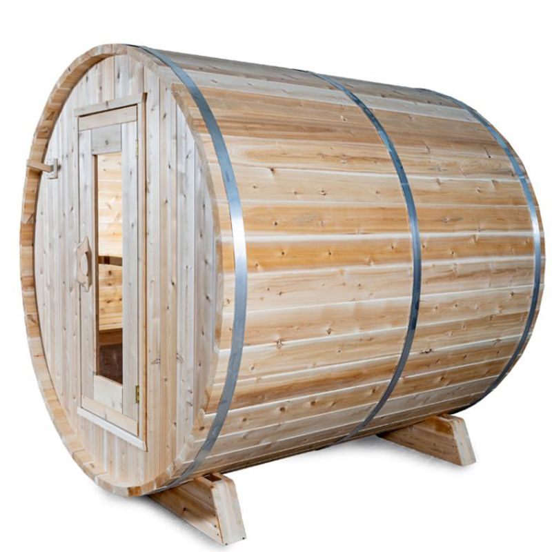 Dundalk Harmony 4 Person Barrel Sauna - exterior angled