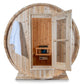 Dundalk Harmony 4 Person Barrel Sauna - exterior front view with the door open