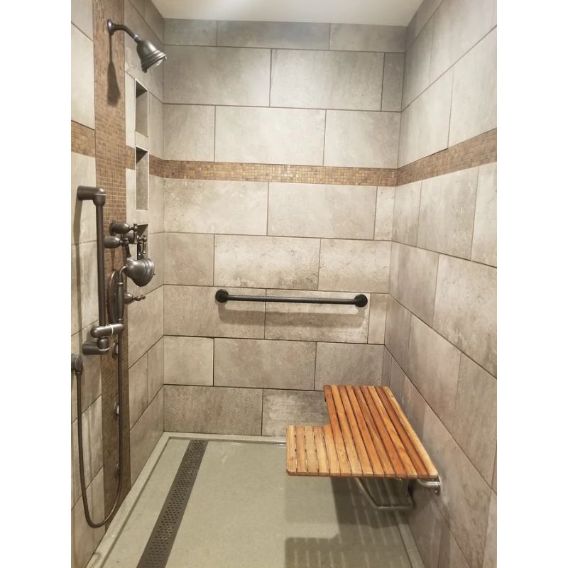 32" ADA Wall Mount Side Transfer Bench Seat for Shower - installed in a shower