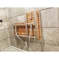 32" ADA Wall Mount Side Transfer Bench Seat for Shower - right side folded up in a shower