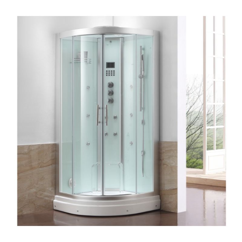 Ariel Platinum DZ934F8 | 36 x 36 Walk-in Luxury Steam Shower 3 kW Generator - white