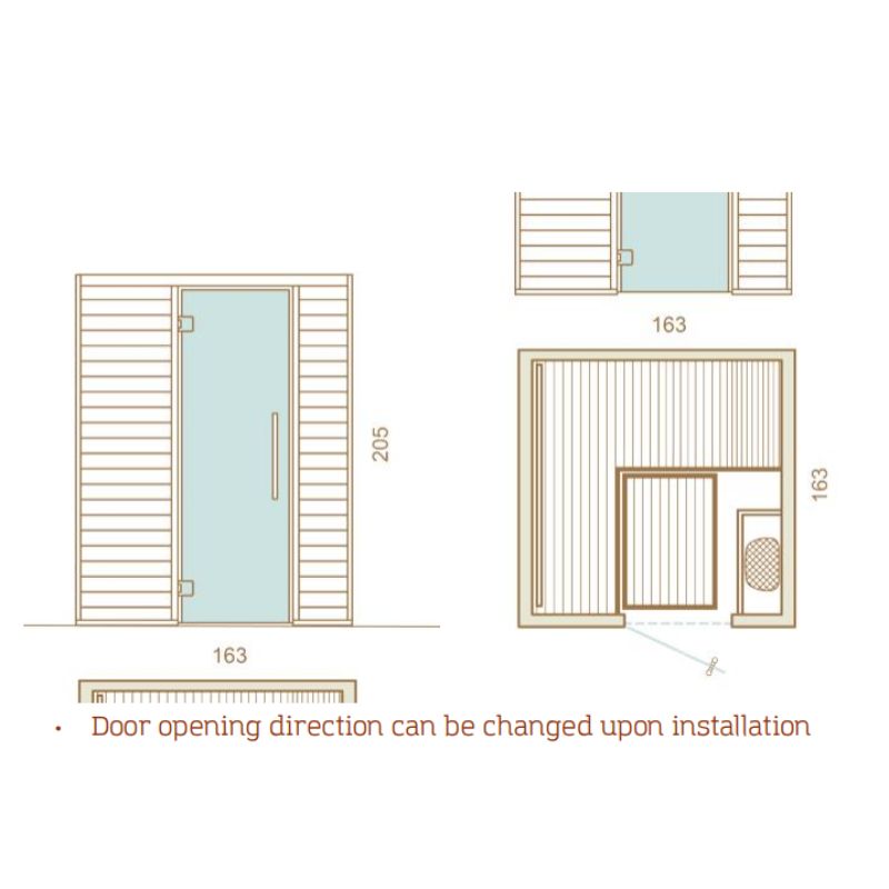 Auroom Baia Infrared Sauna - dimensions in cm