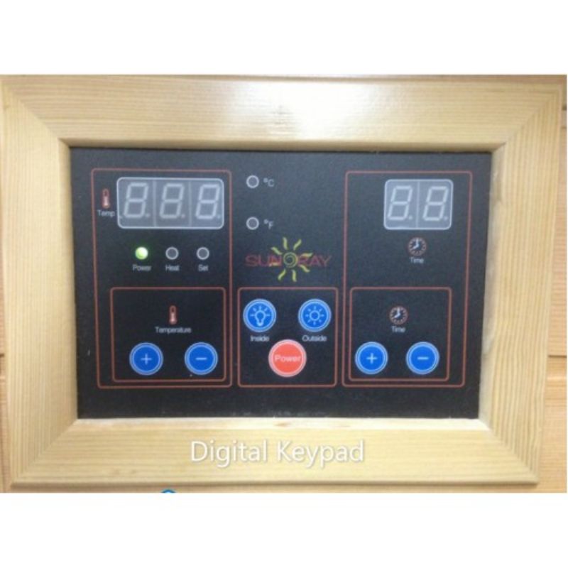SunRay Cordova HL200K1 - 2 Person Indoor Infrared Sauna-Cedar - control panel
