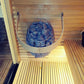 DROP sauna heater wall mounted, in use with safety rail