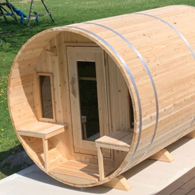 Dundalk LeisureCraft Tranquility Barrel Sauna CTC2345H - top angle front