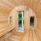 Dundalk LeisureCraft Tranquility Barrel Sauna CTC2345H - inside view out with door open