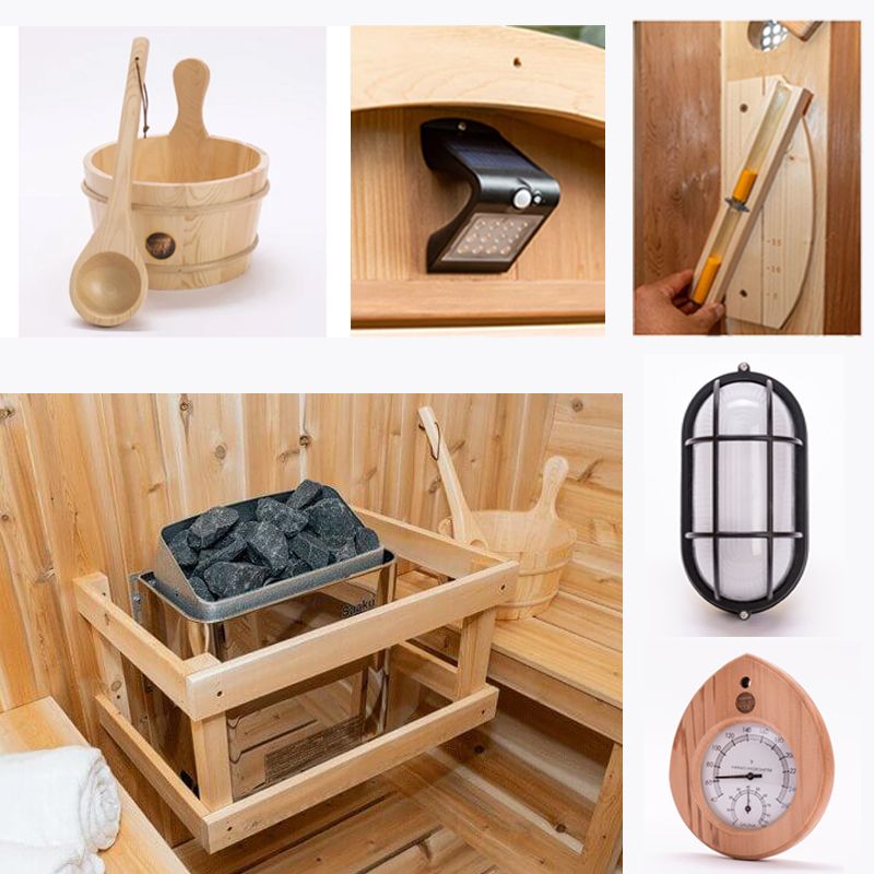 Dundalk Harmony 4 Person Barrel Sauna - accessories bundle