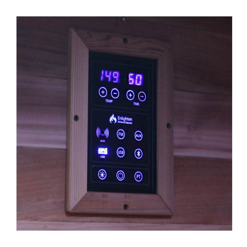 Rustic 4 person Infrared sauna control panel