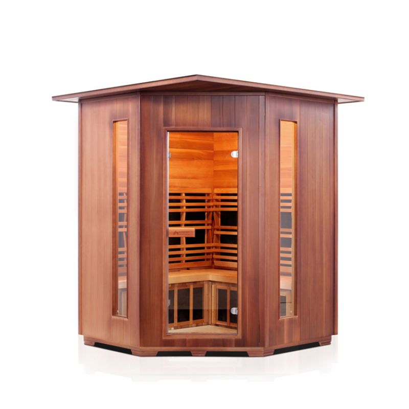 Enlighten Rustic 4 Person-Corner Infrared Sauna