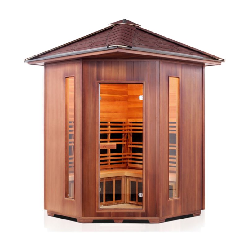 Enlighten Rustic 4 Person-Corner Infrared Sauna