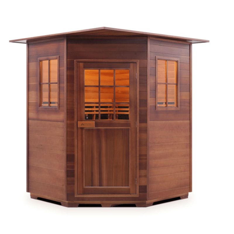 Enlighten Sapphire-4 Person-Corner Hybrid Sauna - Indoor Slope Roof