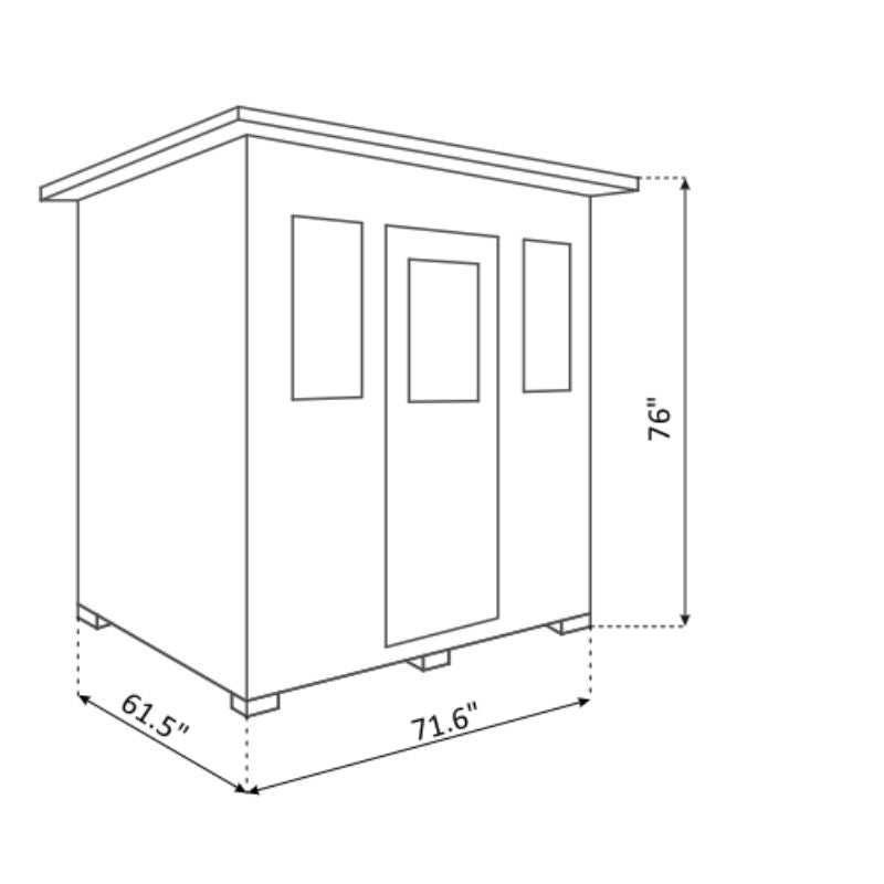 Enlighten Sapphire-4 Person-Corner Hybrid Sauna - Indoor Slope Roof-Specs