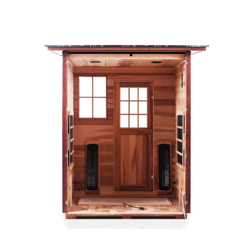 Enlighten Sierra 3 Person Infrared Sauna-Slope Roof-Interior view with back removed