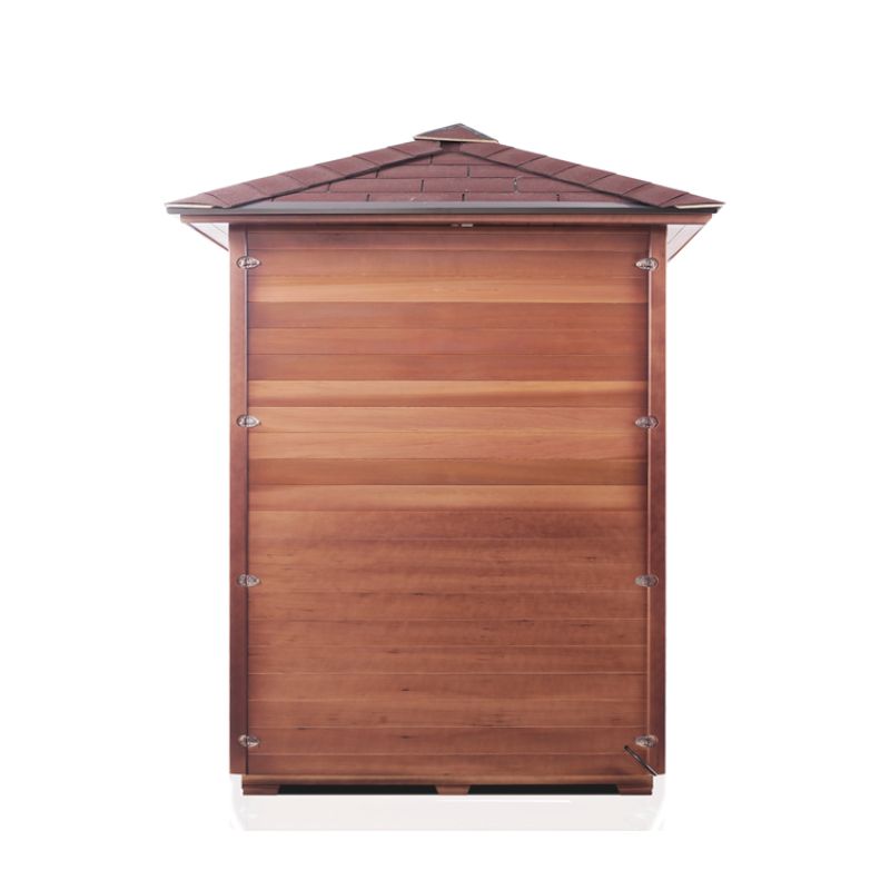Enlighten Sierra 3 Person Infrared Sauna-Peak Roof-View of back