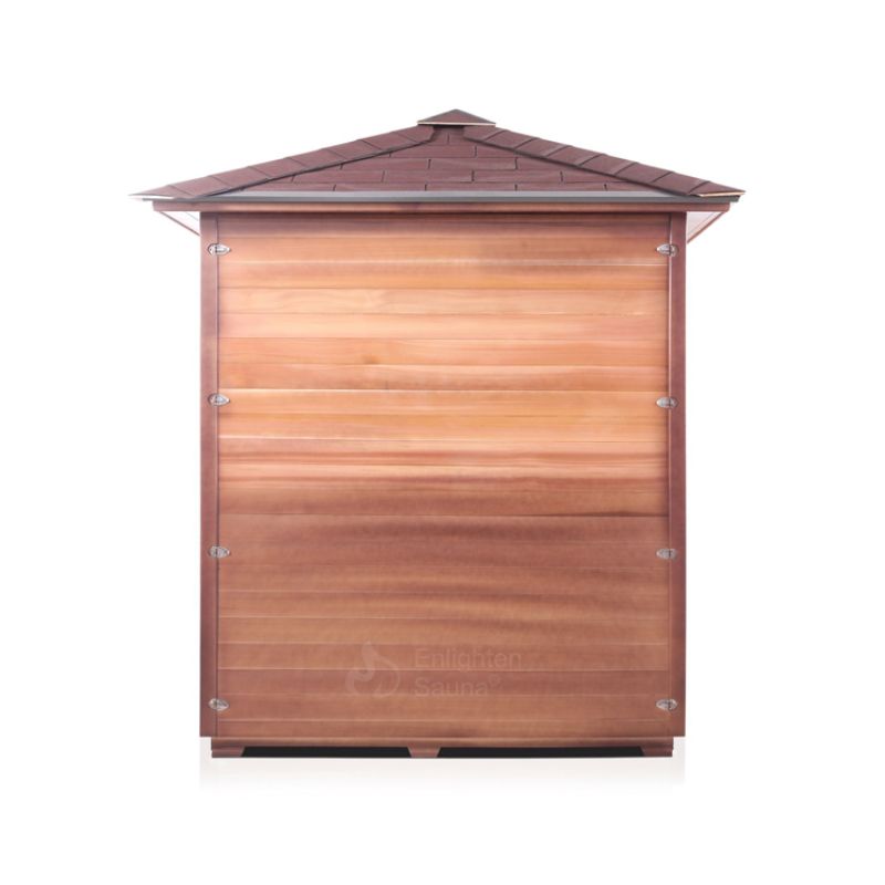 Enlighten Sierra 4 Person Infrared Sauna -Peak Roof-View of Back