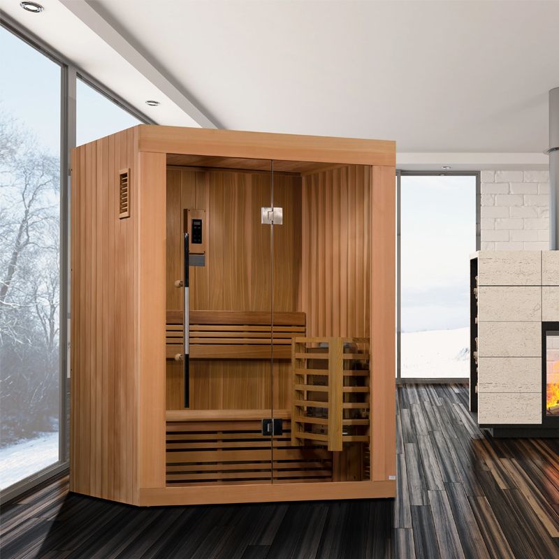 Sundsvall 2 Person Traditional Steam Sauna GDI-7289-01 - in living space with fireplace