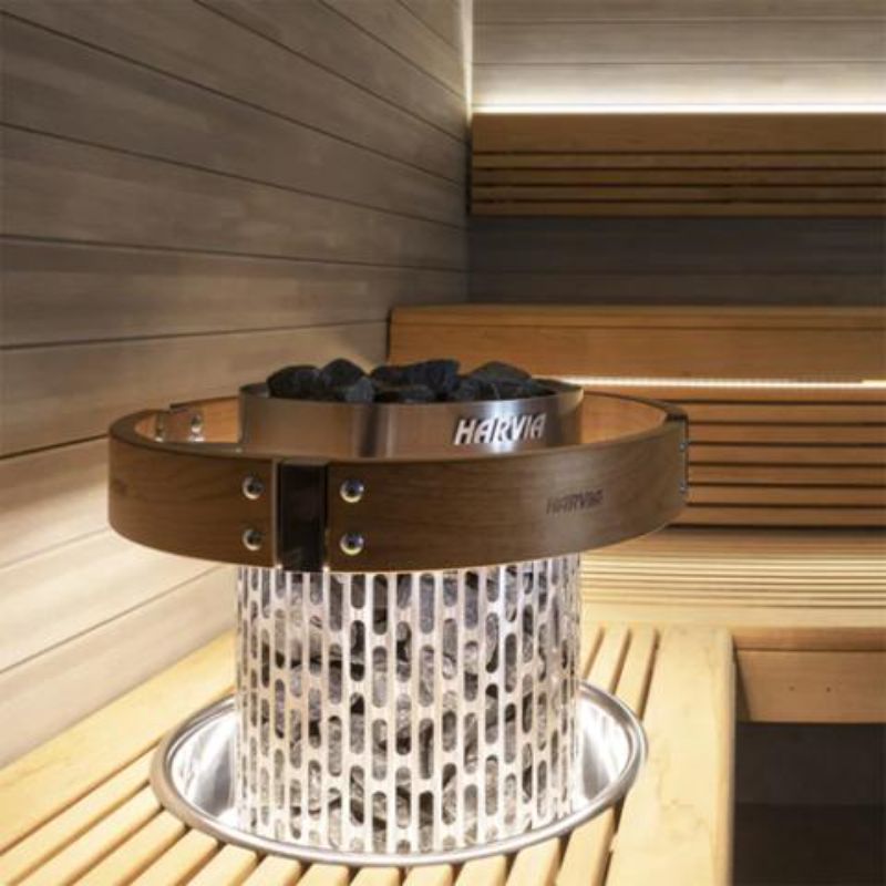 Cilindro PC90 Half Series Stainless Steel Sauna Heater - inset in bench