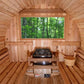 Harvia KIP60B 6 kW Stainless Steel Sauna Heater - installed in barrel sauna under window