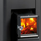 Harvia Pro 20 with exterior feed - close up of fire