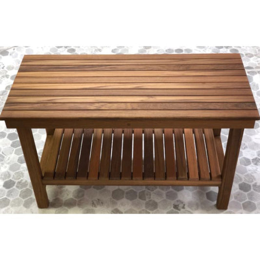 Luxury Bath Heavy Duty Teak Bench-full view