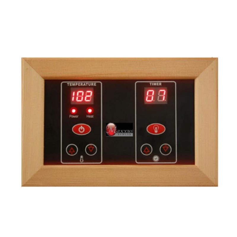 Maxxus MX-K206-01 CED | 2 Person Low EMF FAR Infrared Sauna - Red Cedar-control panel