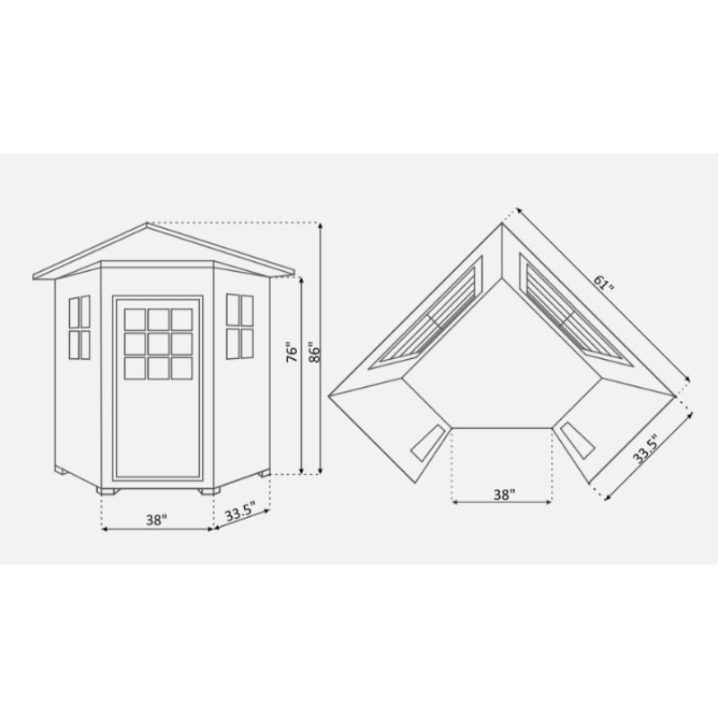Moonlight Corner Traditional Sauna-Peak Roof -Specs