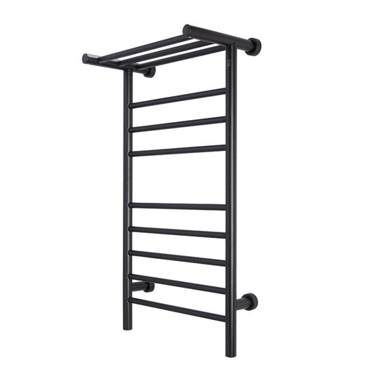 Summit Towel Warmer by Warmly Yours - Black with 8 Bars - angle front view