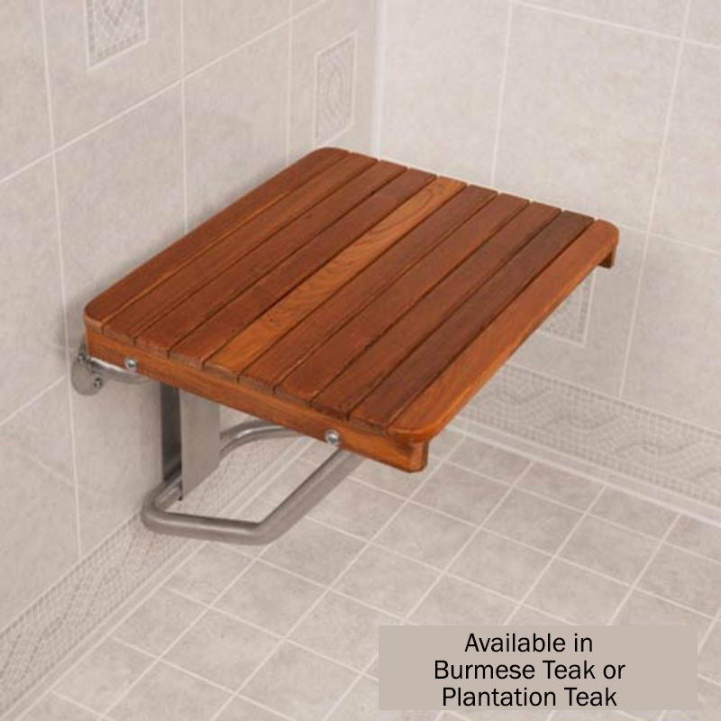 Teak Wall Mount Shower Seat - ADA Compliant - installed in shower