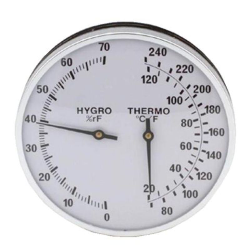 Amerec 4 inch, Chrome Sauna Thermometer/Hygrometer 
