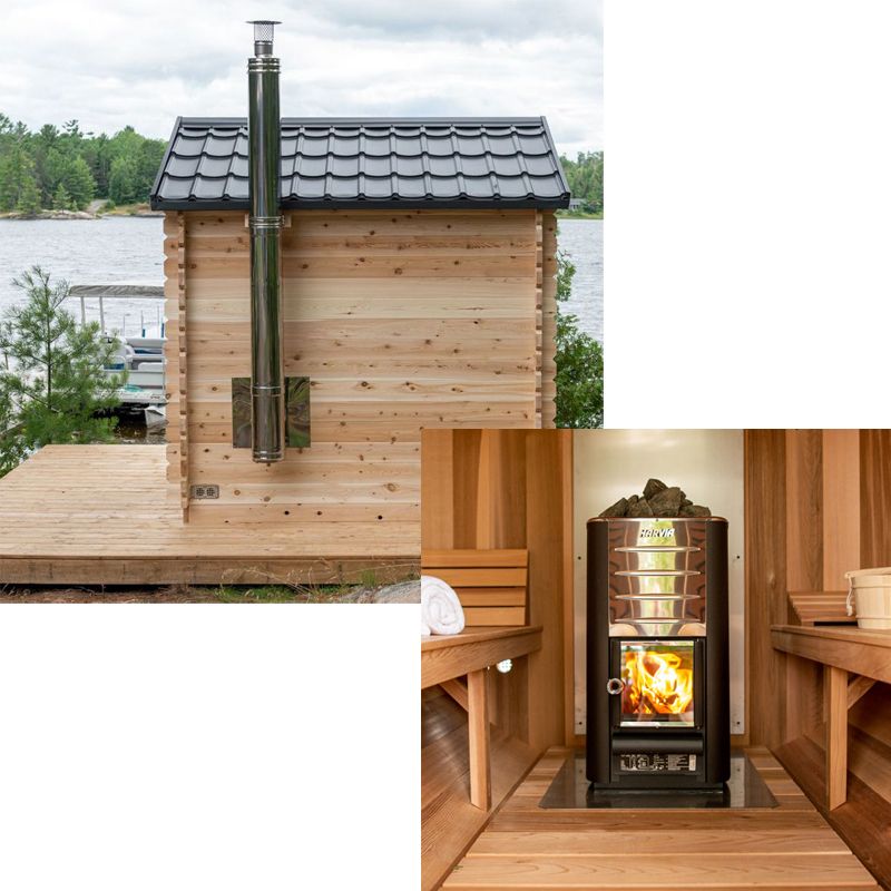 Harvia wood-burning stove and chimney bundle